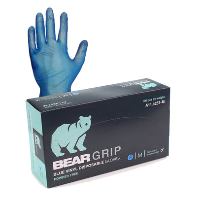Blue Vinyl Powder Free Gloves - Medium x 100 - Discontinued
