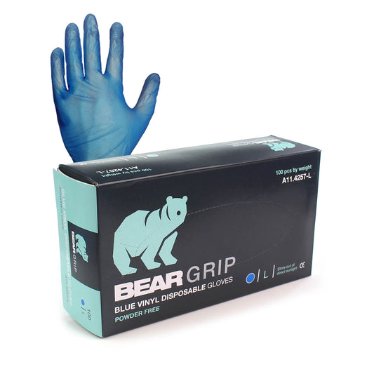 Blue Vinyl Powder Free Gloves - Large x 100 - Discontinued