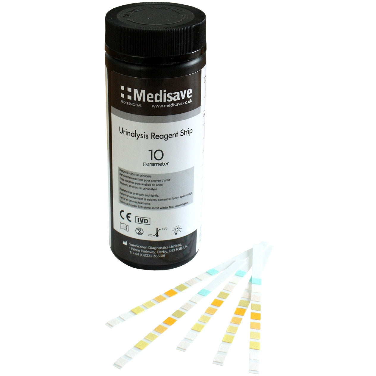 Medisave 10 Parameter Urinalysis Reagent Urine Test Strips x 100 - 
