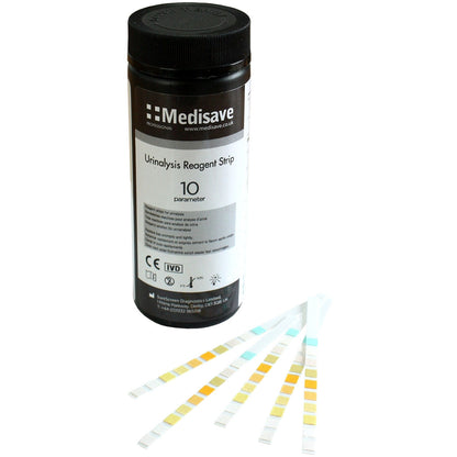 Medisave 10 Parameter Urinalysis Reagent Urine Test Strips x 100 - 