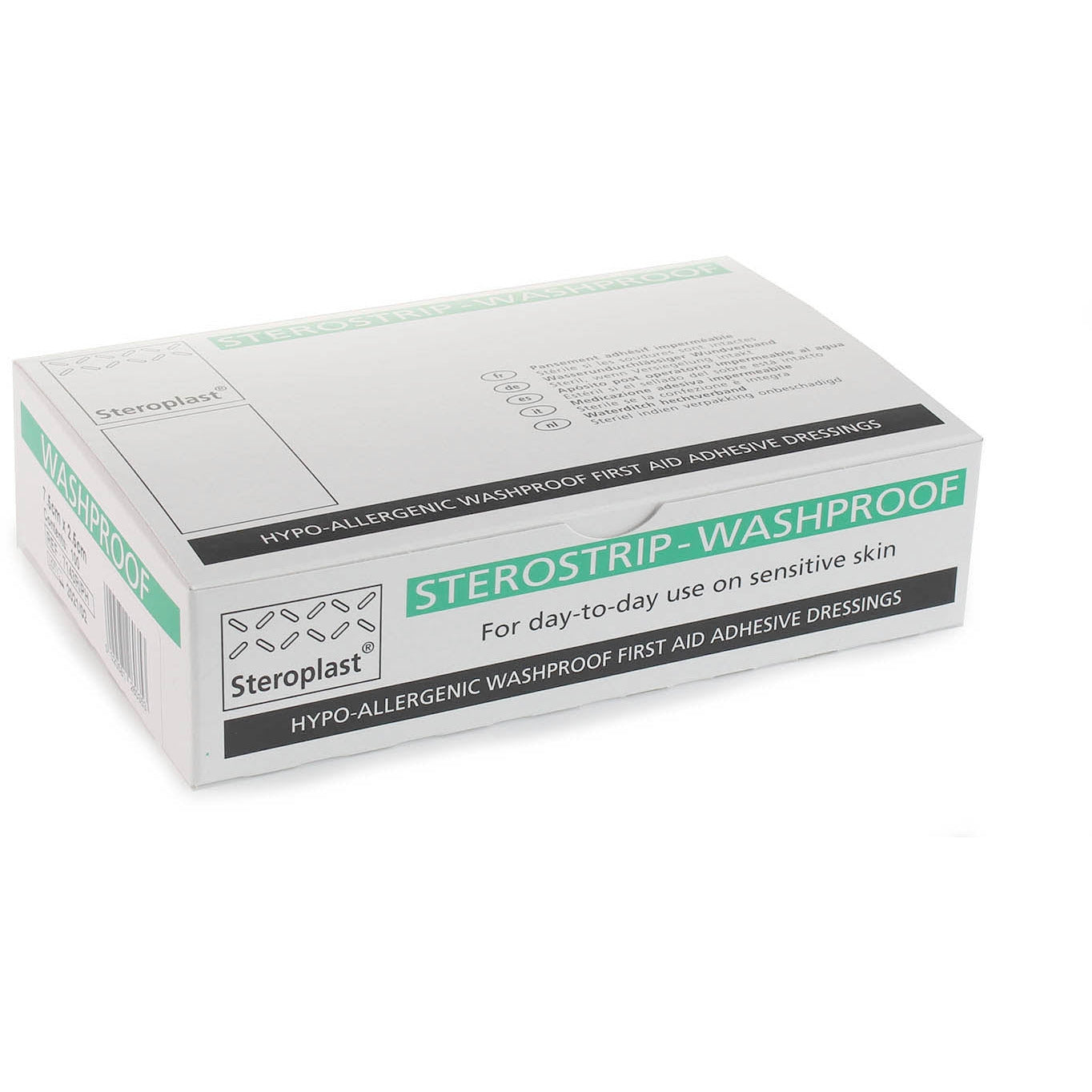 Hypo-Allergenic Sterostrip Washproof Plasters - 7.5cm x 2.5cm x 100