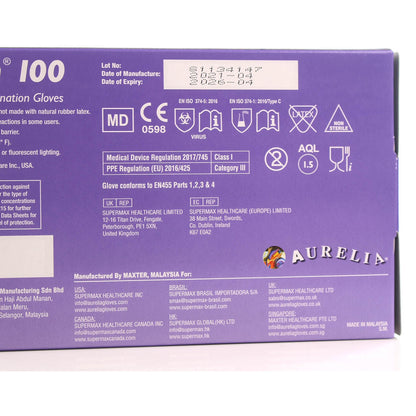 Supermax Aurelia Transform Nitrile Gloves - Pack of 100 - Large - Aurelia Gloves