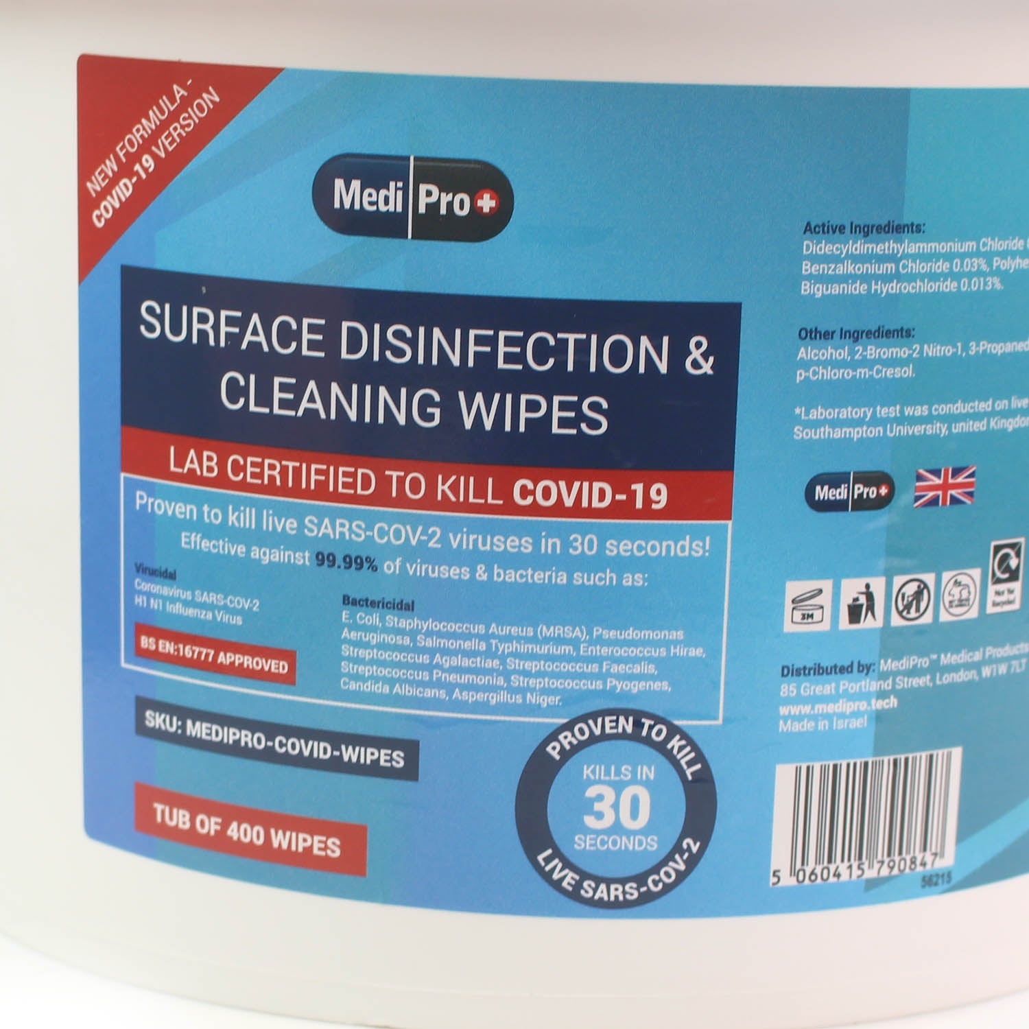 Surface Disinfectant Wipes - Antibacterial - Bucket of 400 - MediPro