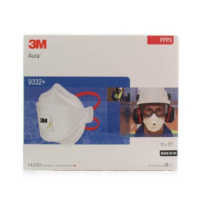 3M™ Particulate Respirator Face Mask FFP3 Valved - 9332+ - Box of 10