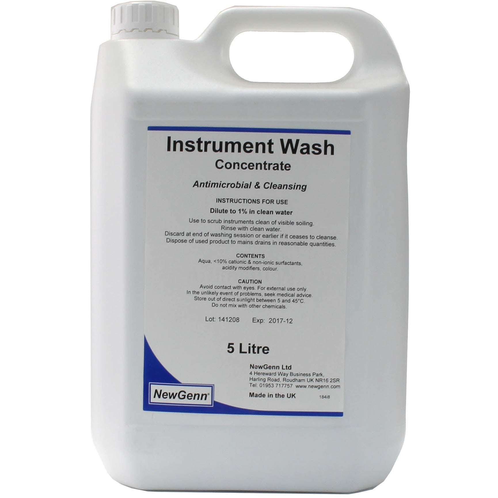 NewGenn Instrument Wash 5 Litre Hi Concentrate Dilute to 1% - NewGenn