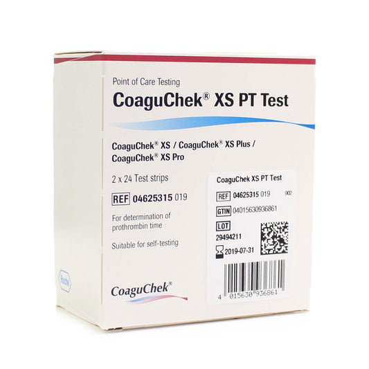 CoaguChek XS PT Test Strips - 2 x 24 (48 Test Strips) - Roche