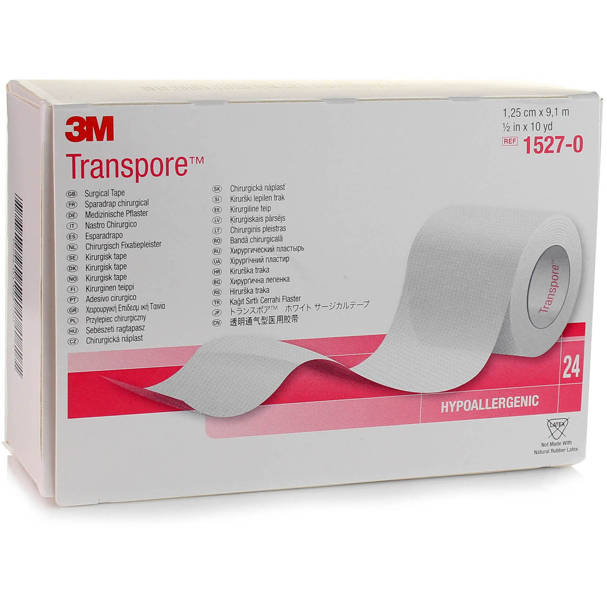 3M Transpore White Tape 2.5cm x 9.14m - Box of 12
