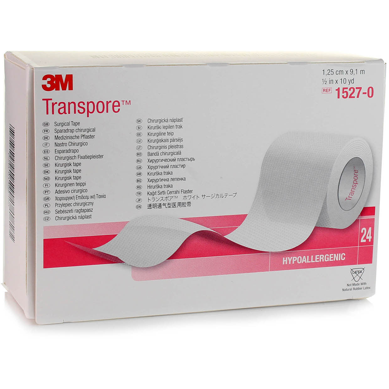 3M Transpore White Tape 2.5cm x 9.14m - Box of 12 - 3M
