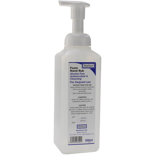 NewGenn Foam Hand Rub 500ml Bottle - Clear Coloured