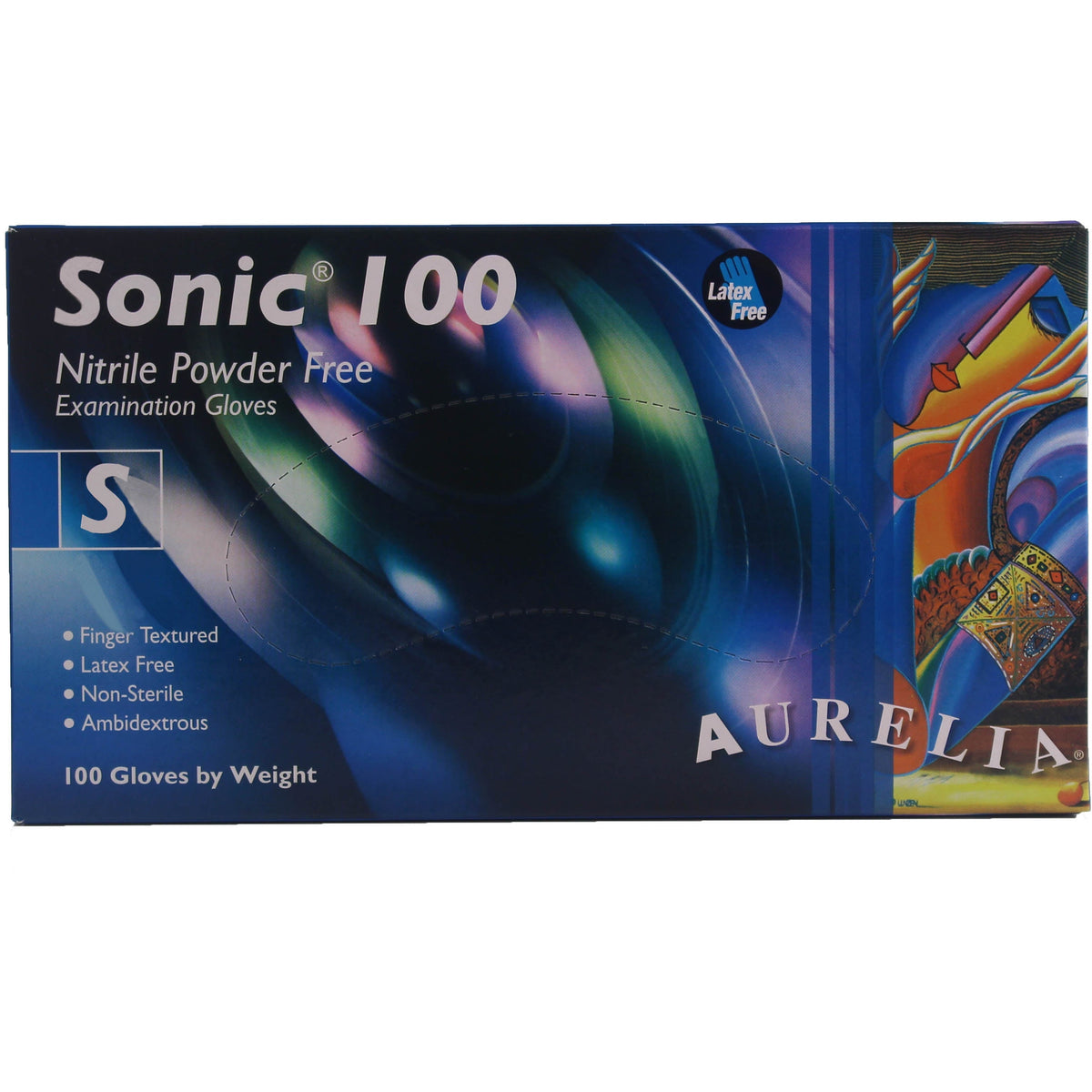 Aurelia Sonic 100 Small Blue Nitrile Powder-Free Examination Gloves - Non Sterile  - (100) - Aurelia Gloves