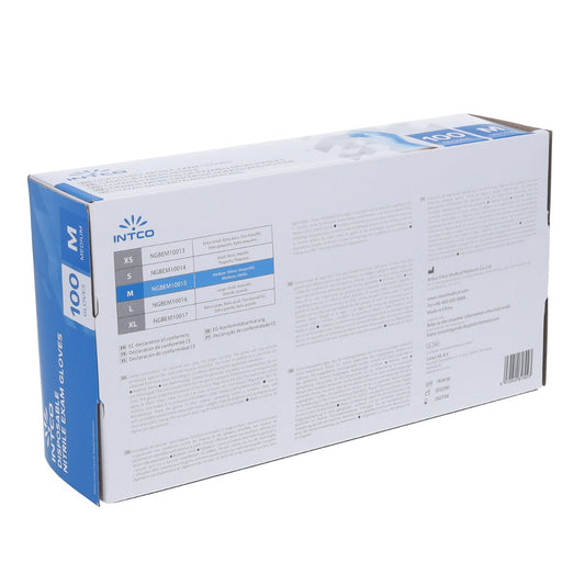 Nitrile Disposable Gloves- Medium- Box of 100 Gloves - Intco