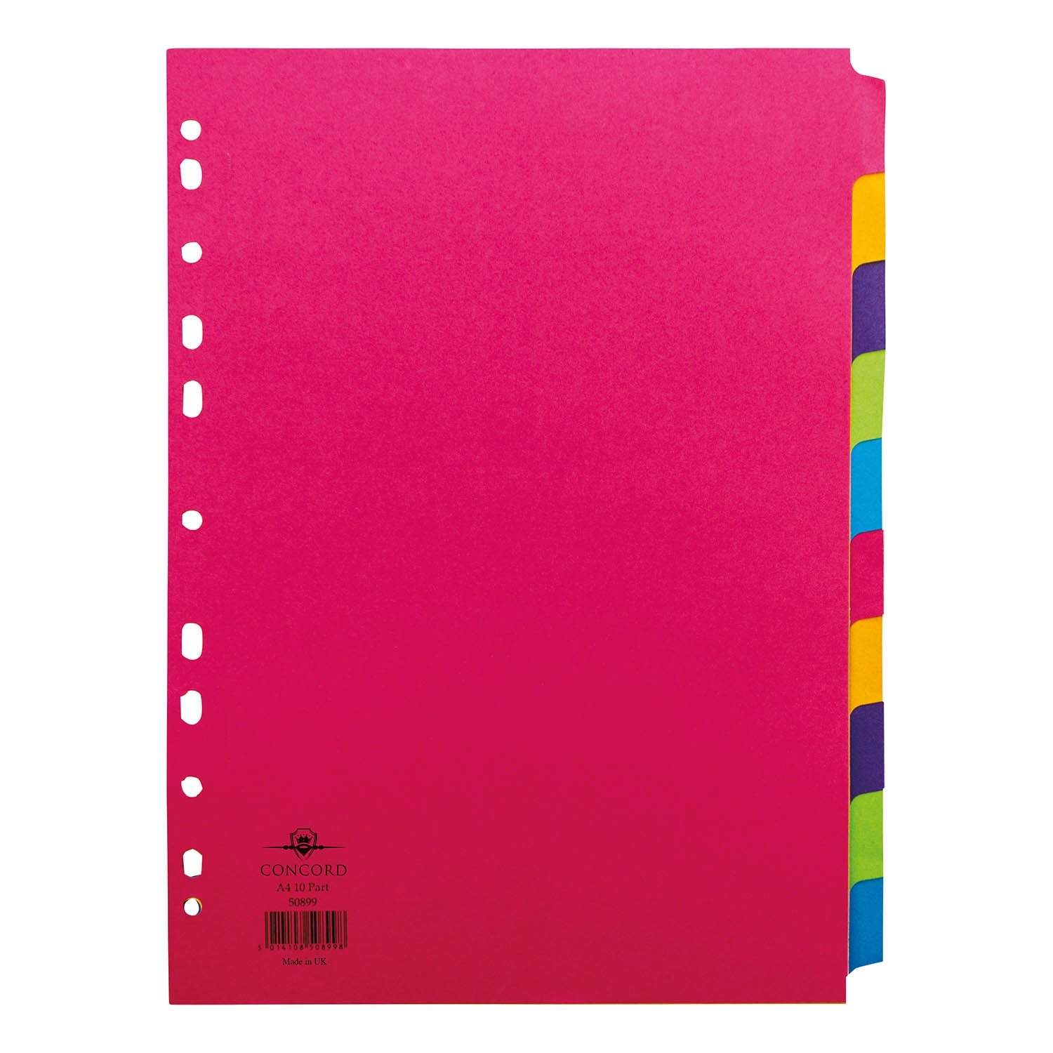 Concord Divider 10-Part A4 160gsm Bright Assorted 50899 - Pukka Pads