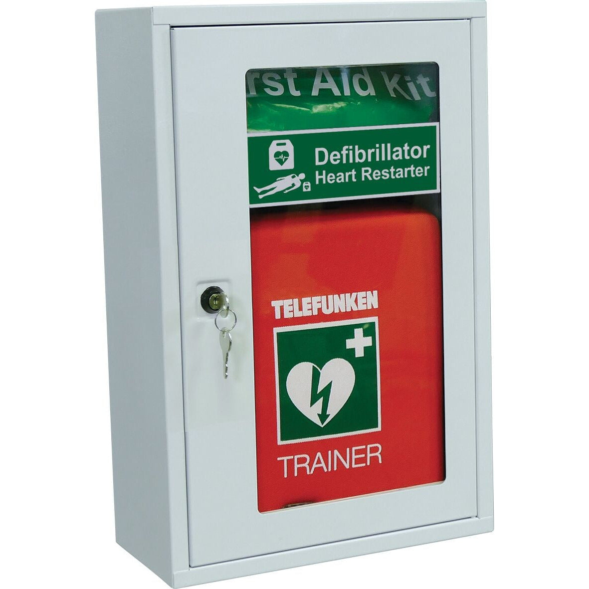 AED Defib Wall Cabinet with Key Lock, Empty - Safety First Aid