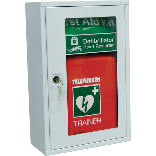 AED Defib Wall Cabinet with Key Lock, Empty  - Clearance