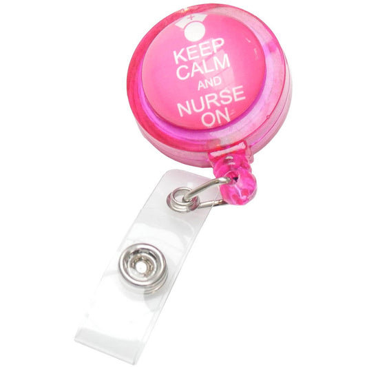 'Keep Calm' Retractable ID Tag - Pink