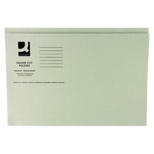 Q-Connect Square Cut Folder Mediumweight 250gsm Foolscap Buff (Pack of 100) KF01190 - Q-Connect