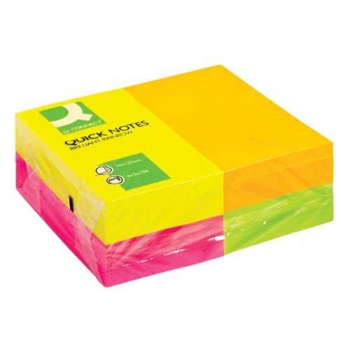 Q-Connect Quick Notes 76 x 127mm Neon (Pack of 12) KF01350 - Q-Connect