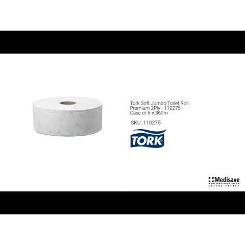 Tork Soft Jumbo Toilet Roll Premium 2Ply - 110275 - Case of 6 x 360m - Tork