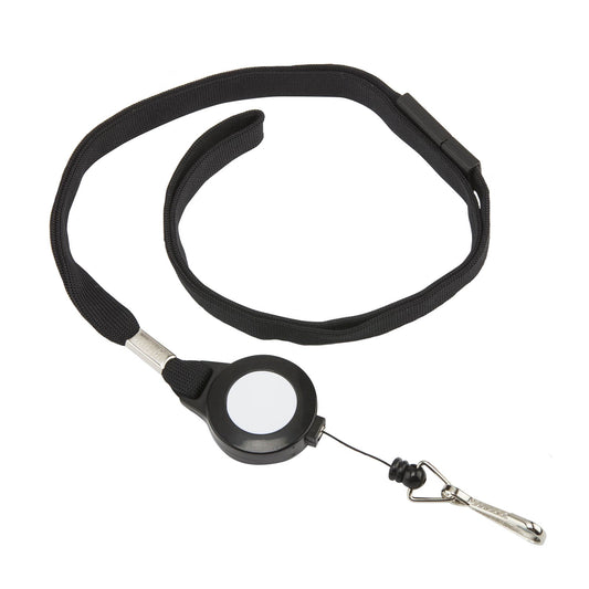 Black Lanyard With Badge Reel & Dog Clip - Pack of 10 - Identibadge