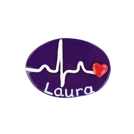 Handmade Heartbeat Clay Name Badge - 