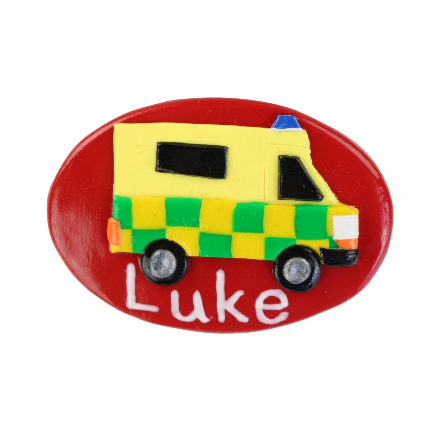 Handmade Ambulance Clay Name Badge - 