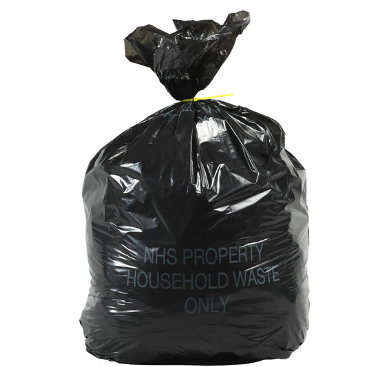Black - Medium Duty Domestic Waste Refuge Bag - Small 90L - Roll of 50