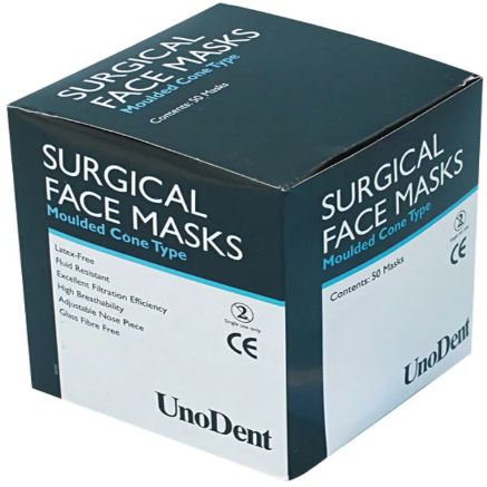 UnoDent Surgical Face Masks Moulded Cone Type (per 50) - Axis Medical