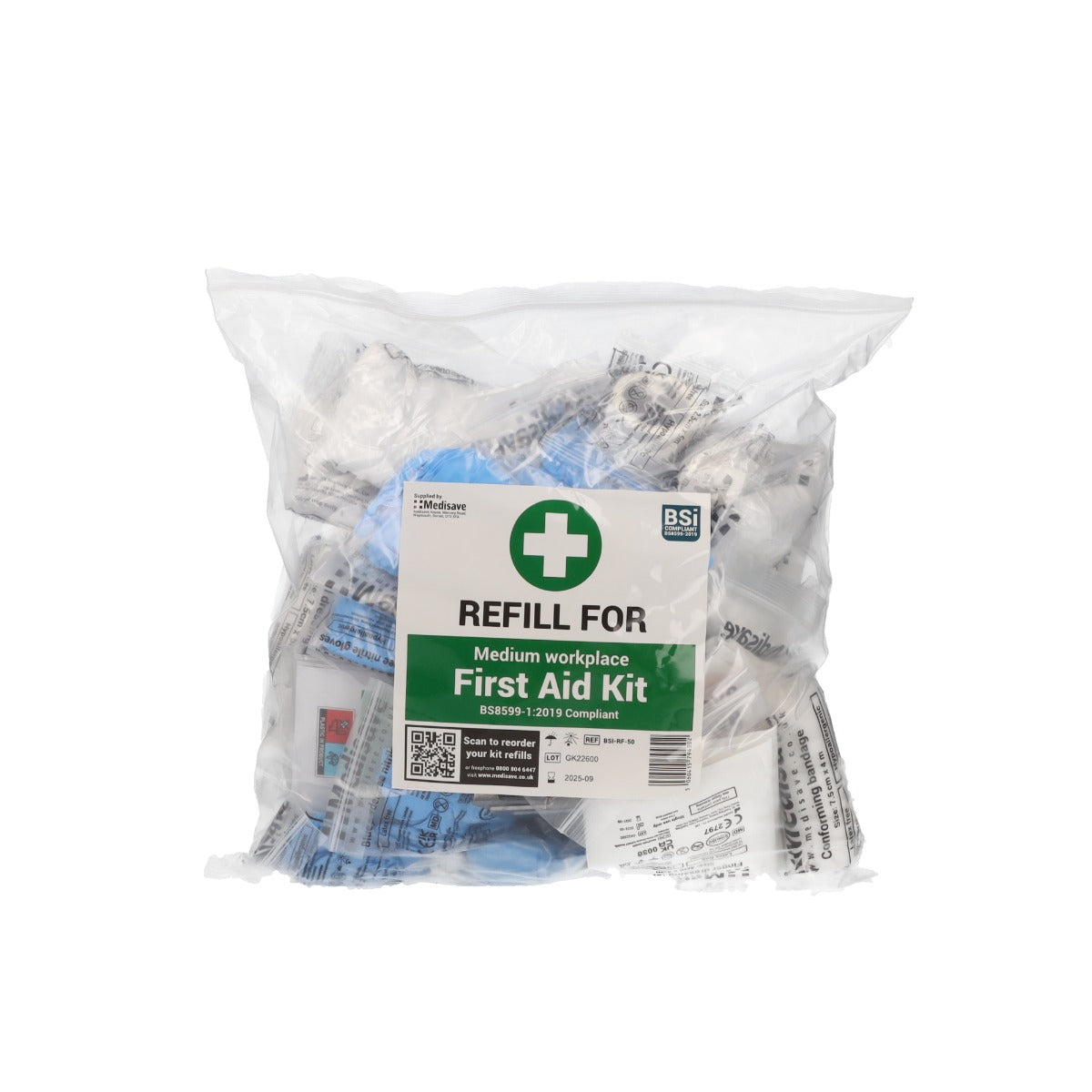 BS8599-1:2019 Workplace First Aid Kit - Medium Kit Refill – Medisave UK