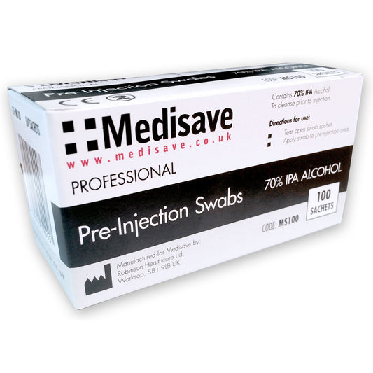 Medisave Professional 70% Alcohol IPA Pre-Injection Swabs x 100