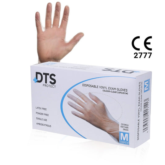 Clear Vinyl Gloves Powder Free - Medical Grade Cat III PPE – Box of 100 - Medium - Medisave Professional