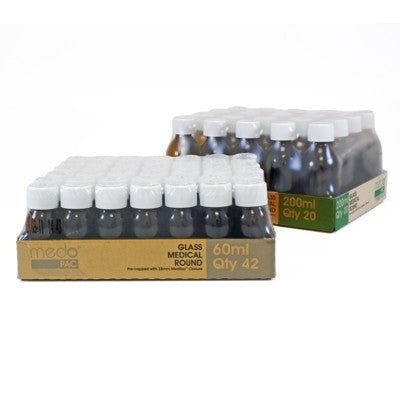 MEDOPAC Round Glass Medicine Bottle Capped - 500ml - Denward
