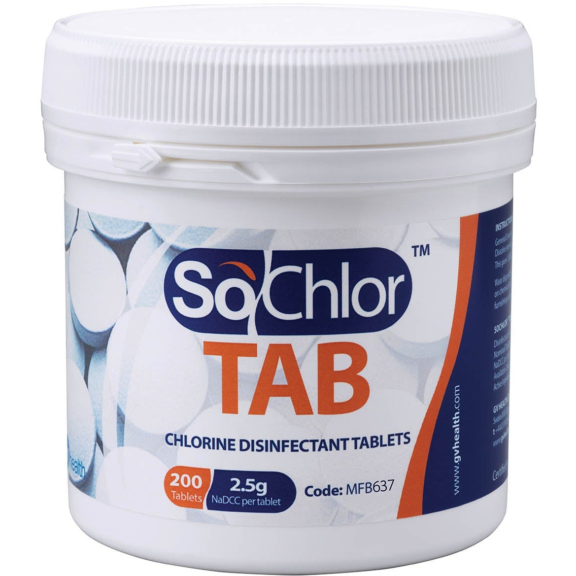 SoChlor TAB Disinfectant tablets (200 x 2.5g) - GV Health