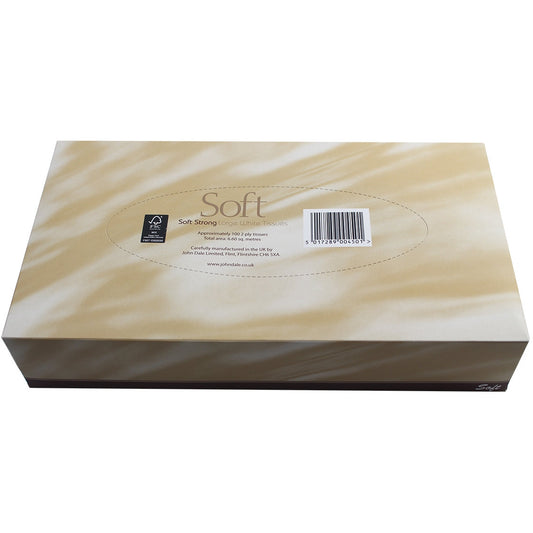 Man Size Facial Tissues White 2 ply - 24 boxes of 100 - Fourstones