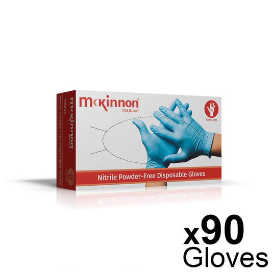 Mckinnon Medical EXTRA LARGE Blue Nitrile Powder-Free Examination Gloves (Box 90) - McKinnon