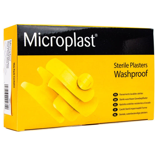 Microplast Washproof Plasters 4cm x 4cm (Box 100) - Blue Dot
