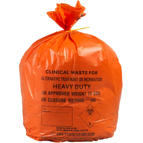 Large Orange Heavy Duty Clinical Waste Bags 10KG - Roll of 200