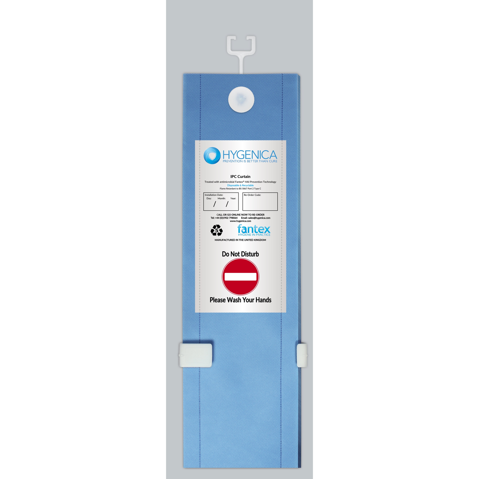 Medium 3.6M x 2M C-Fit Fantex Curtain - Light Blue - Hygenica