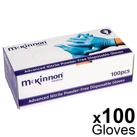 McKinnon Medical Advanced MEDIUM Blue Nitrile Powder-Free Examination Gloves (Box 100) - McKinnon