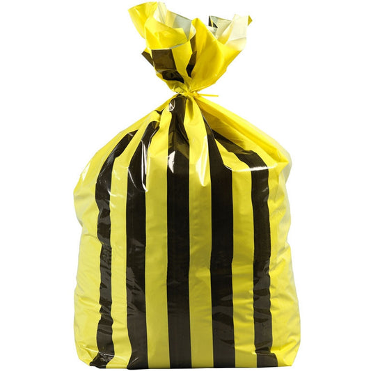 90L Large Double Sided Print Tiger Stripe Polythene Offensive Waste Bags 25mu  - 1 Roll of 25