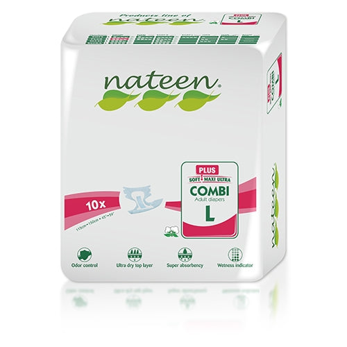 Nateen All-In-One Plus Absorbency (2850ml) x 10 Pack - Large Plus - Tender