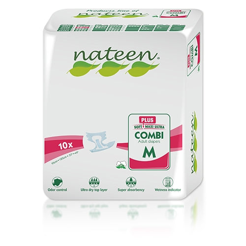 Nateen All-In-One Plus Absorbency (2450ml) x 10 Pack - Medium Plus - Tender
