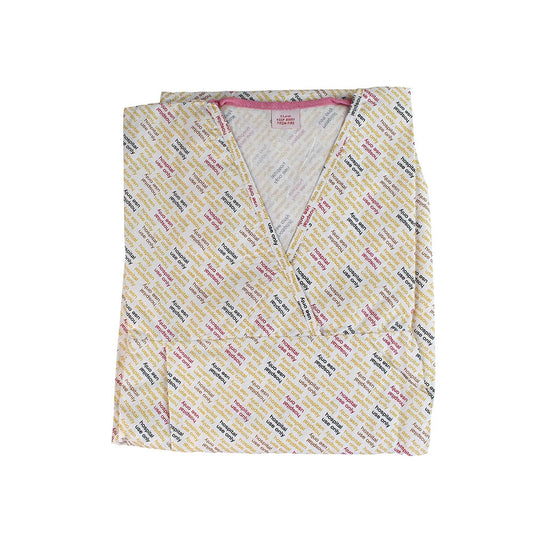 NIGHTDRESS: Polycotton, Huo, Hospital Use Only Print, Open Back, XL - Single - James Walker Textiles