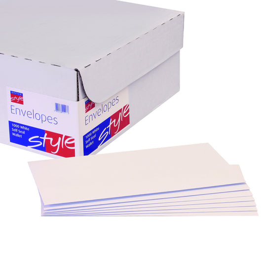 Office Style Wallet Envelope Windowed DL White 80gsm (1000) - Office Style