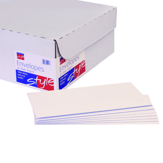 Office Style Wallet Envelope Plain DL White 90gsm (1000) - Office Style