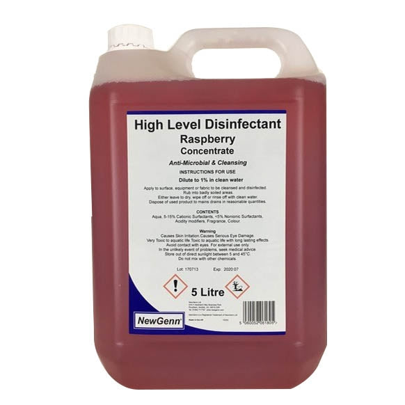 NewGenn High Level Disinfectant Raspberry 5L – Medisave UK