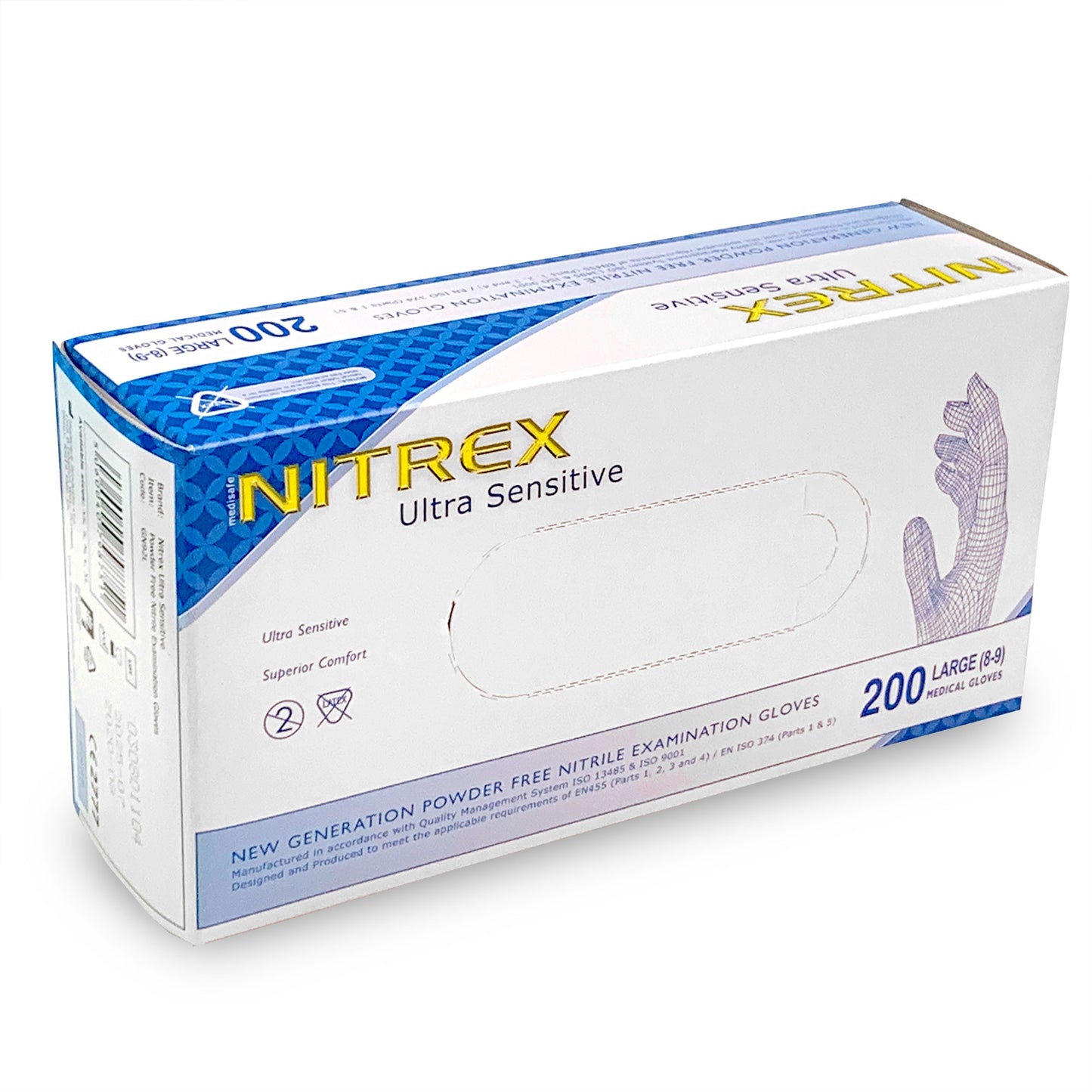 Large Nitrile Gloves x 200 [Certified EN455] - Nitrex