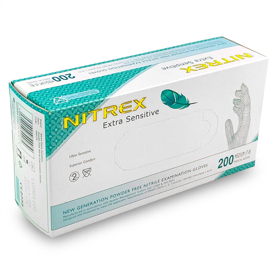 Nitresx, Blue, Powder Free, Nitrile Gloves - Medium - Box Of 200 - Nitrex