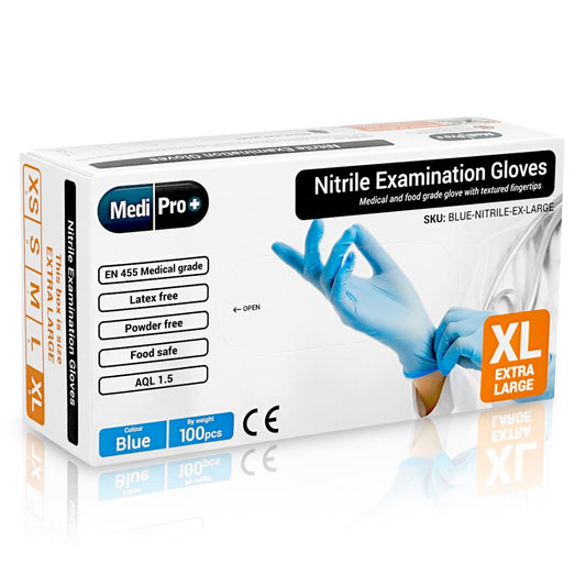 Blue Nitrile Gloves Medical Grade Cat III PPE Extra Large x 100
