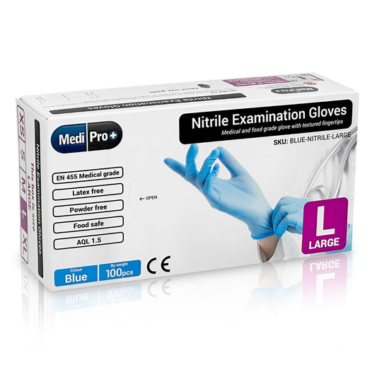 Blue Nitrile Gloves Medical Grade Cat III PPE Large x 100