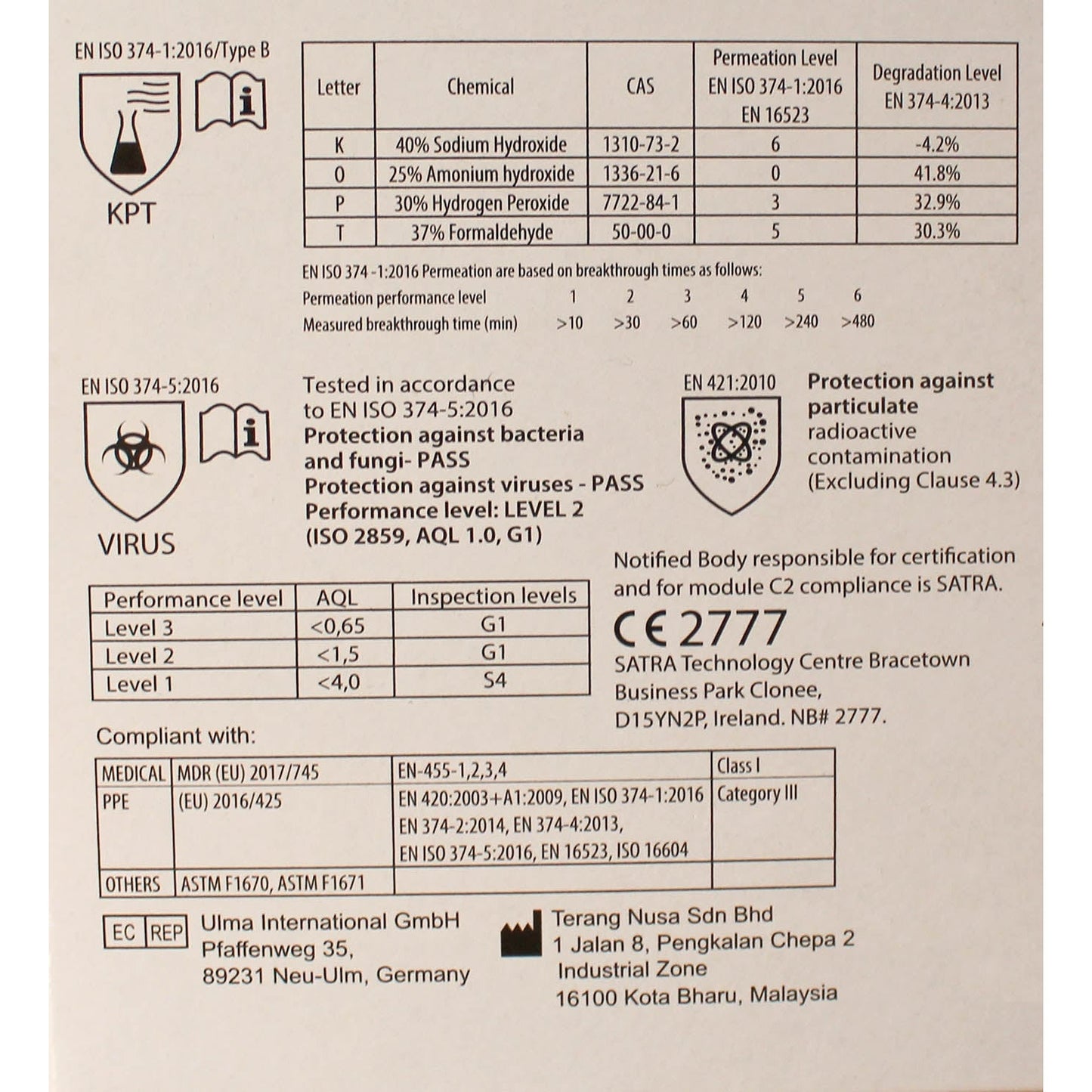 Nitrile Glove x 100 - Large - PPE Cat III - Discontinued